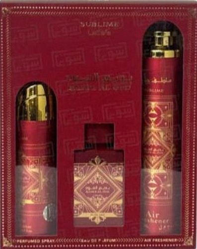 Lattafa Bade'e Al Oud Sublime Gift Set Eau de Parfum 100 ml Deodorant 200 ml Air Freshener 300 ml 